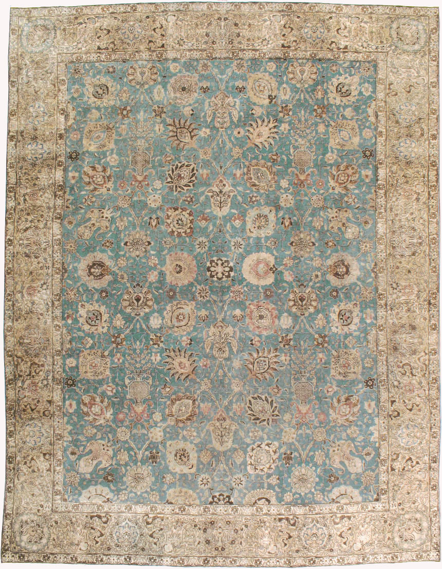 Vintage Persian Tabriz Room Size Carpet, No.18355 - Galerie Shabab