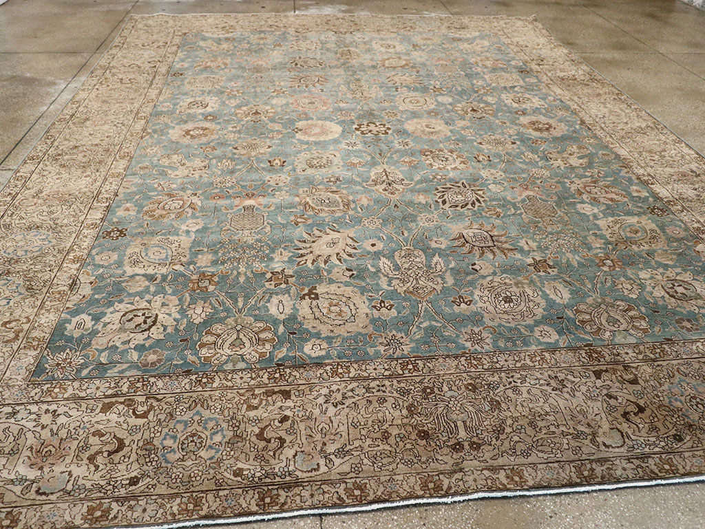 Vintage Persian Tabriz Room Size Carpet, No.18355 - Galerie Shabab