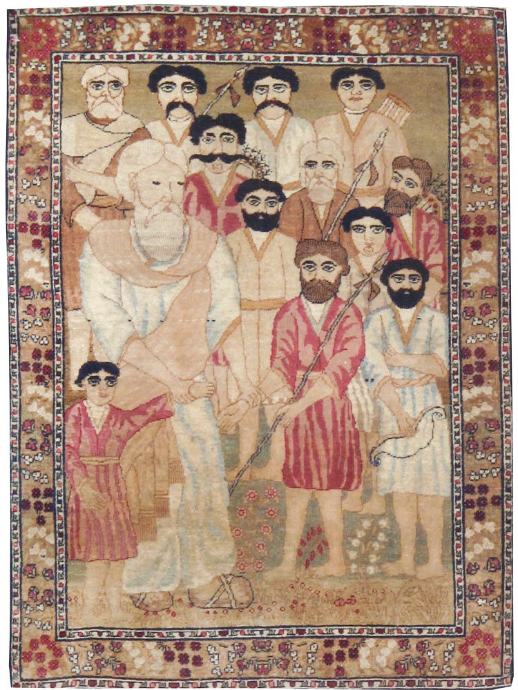 Antique Persian Lavar Kerman Pictorial Rug, No.18644 - Galerie Shabab
