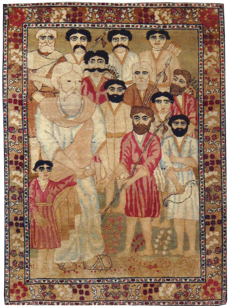 Antique Persian Lavar Kerman Pictorial Rug, No.18644 - Galerie Shabab