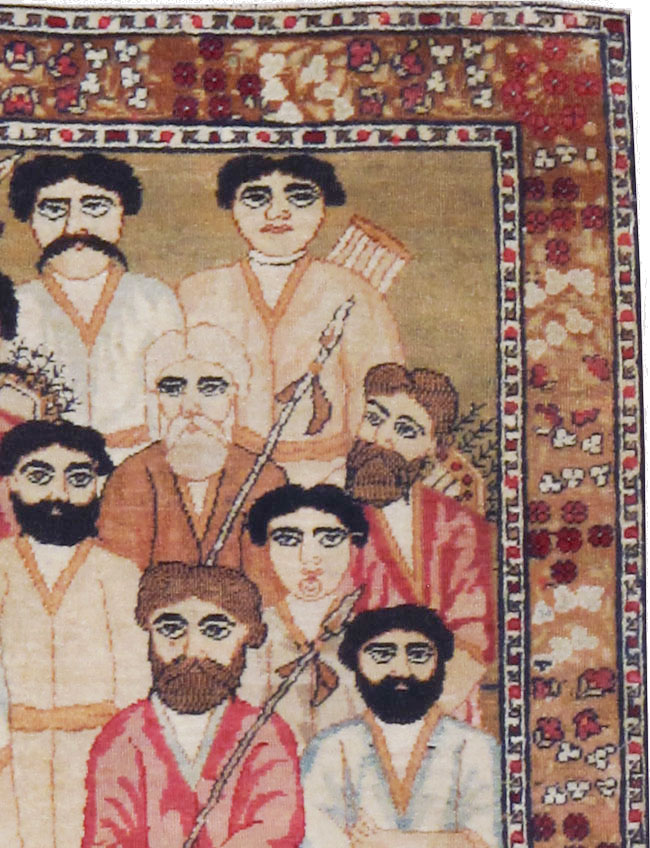 Antique Persian Lavar Kerman Pictorial Rug, No.18644 - Galerie Shabab