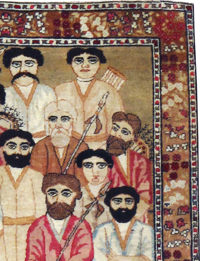 Antique Persian Lavar Kerman Pictorial Rug, No.18644 - Galerie Shabab