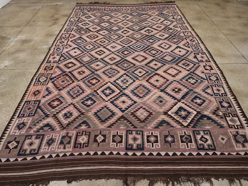Vintage Afghan Flatweave Kilim Large Carpet, No.18645 - Galerie Shabab