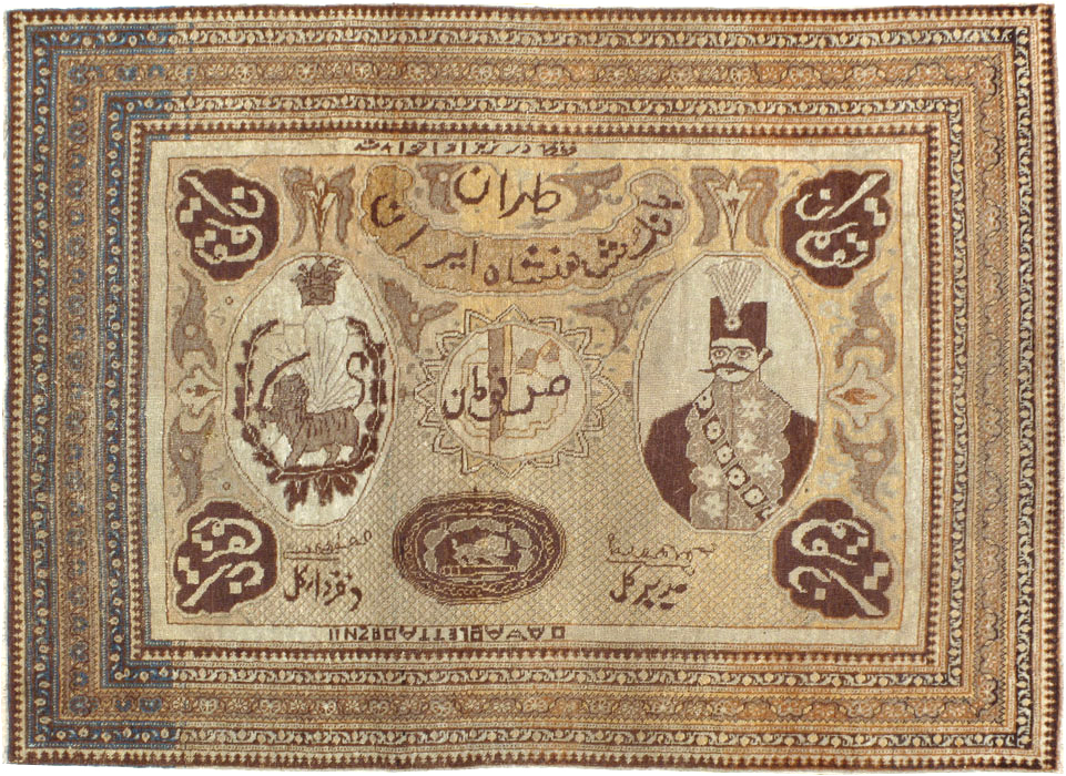 Antique Persian Tabriz Pictorial Rug, No.18682 - Galerie Shabab