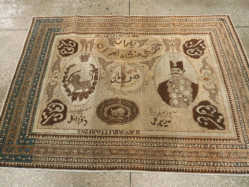 Antique Persian Tabriz Pictorial Rug, No.18682 - Galerie Shabab