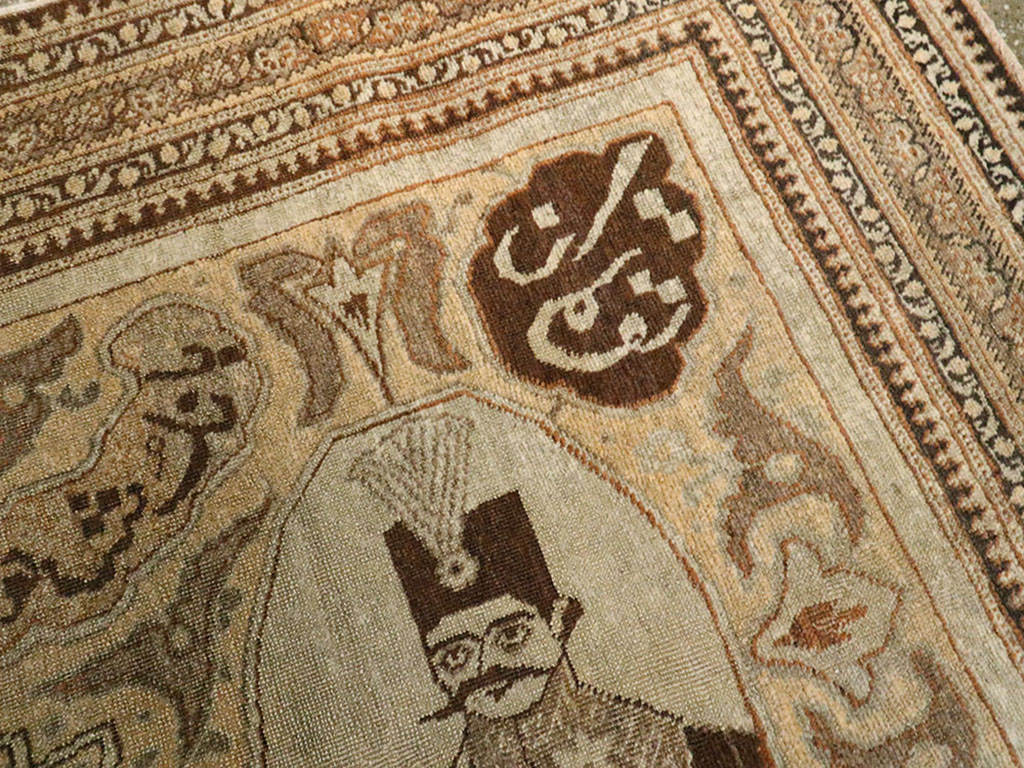 Antique Persian Tabriz Pictorial Rug, No.18682 - Galerie Shabab