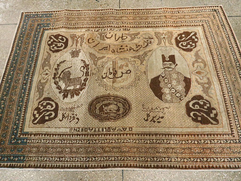 Antique Persian Tabriz Pictorial Rug, No.18682 - Galerie Shabab
