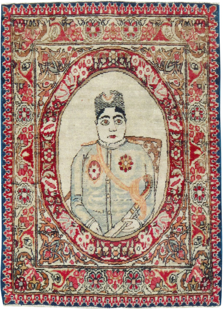 Antique Persian Lavar Kerman Pictorial Rug (Pair: 1 of 2), No.18683 - Galerie Shabab