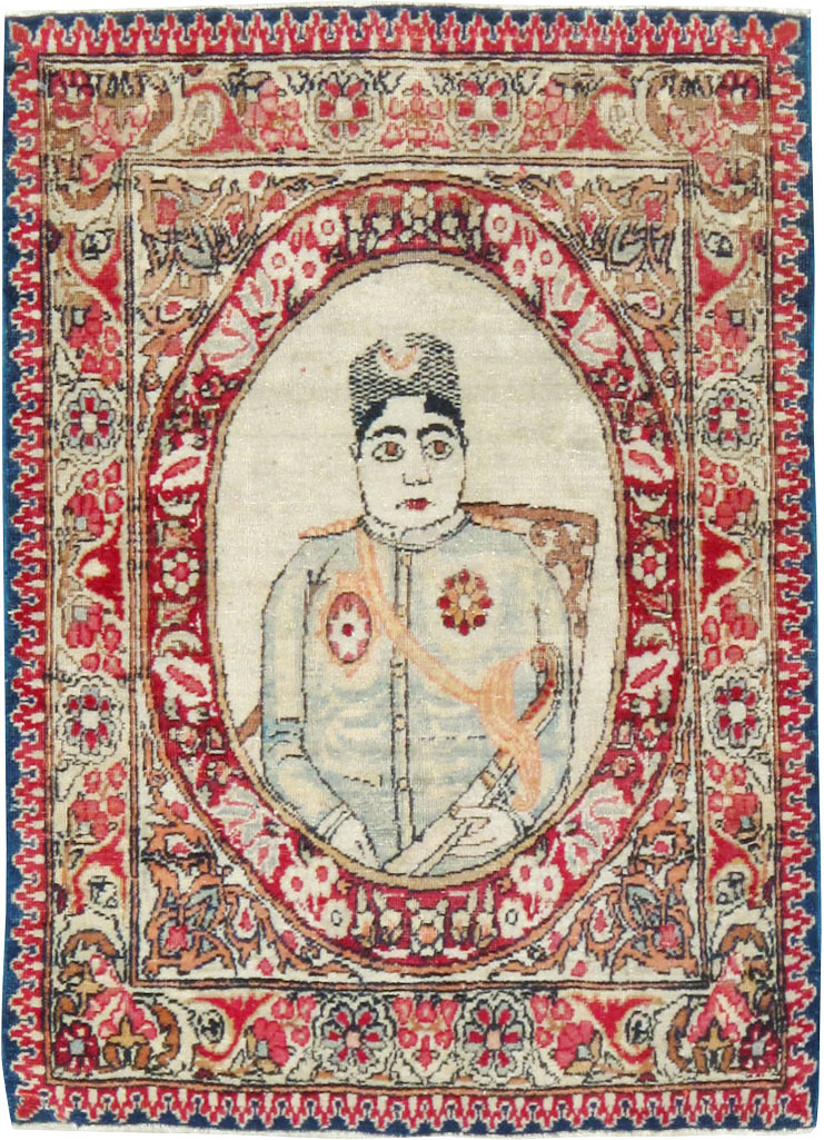 Antique Persian Lavar Kerman Pictorial Rug (Pair: 1 of 2), No.18683 - Galerie Shabab