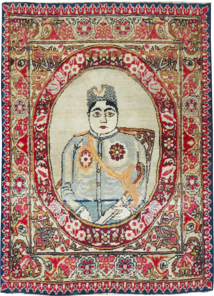 Antique Persian Lavar Kerman Pictorial Rug (Pair: 2 of 2), No.18684 - Galerie Shabab