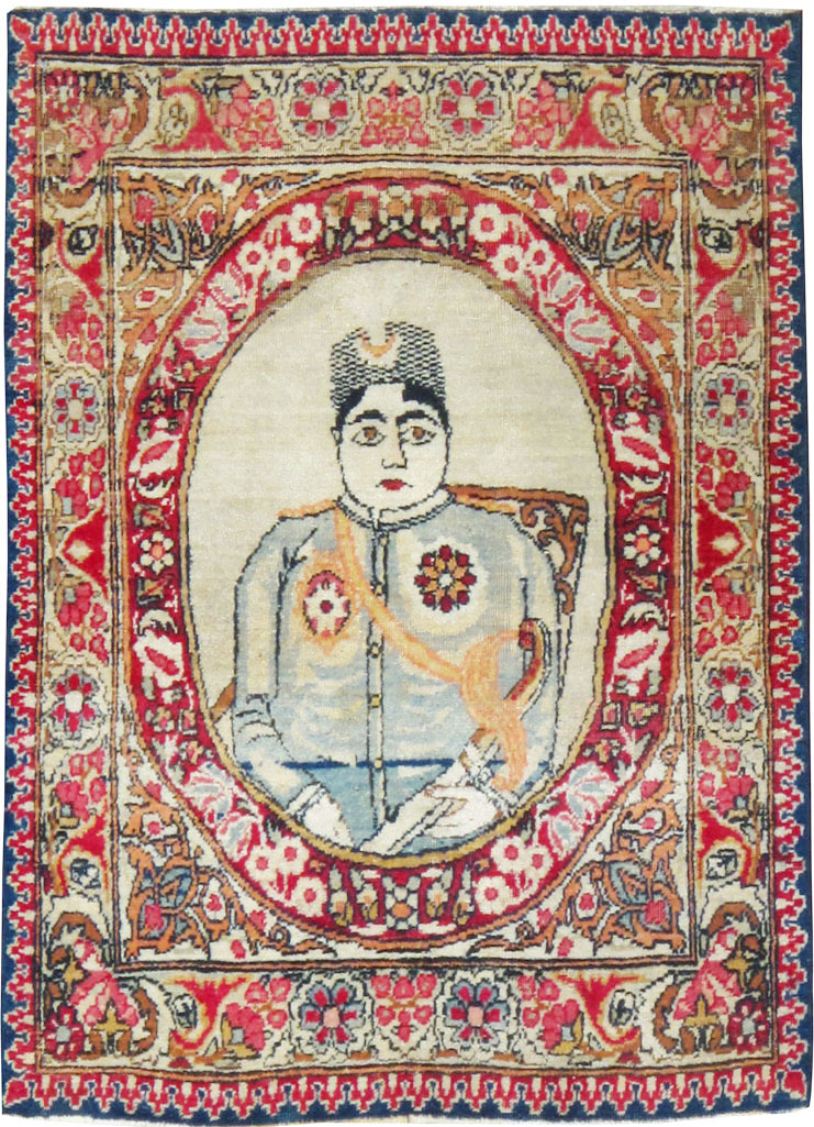 Antique Persian Lavar Kerman Pictorial Rug (Pair: 2 of 2), No.18684 - Galerie Shabab