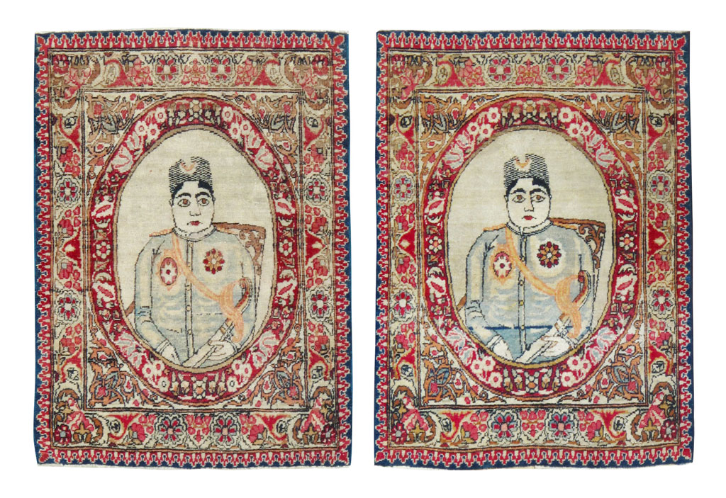 Antique Persian Lavar Kerman Pictorial Rug (Pair: 2 of 2), No.18684 - Galerie Shabab