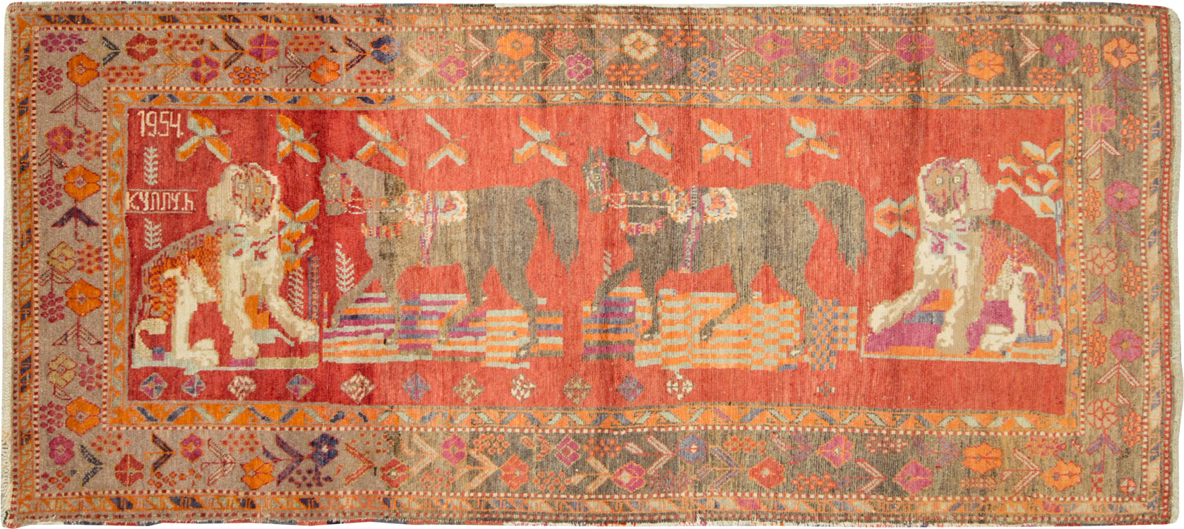 Vintage Caucasian Karabagh Pictorial Rug, No.18892 - Galerie Shabab