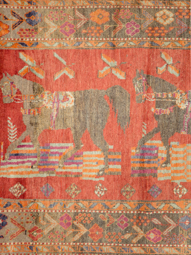 Vintage Caucasian Karabagh Pictorial Rug, No.18892 - Galerie Shabab