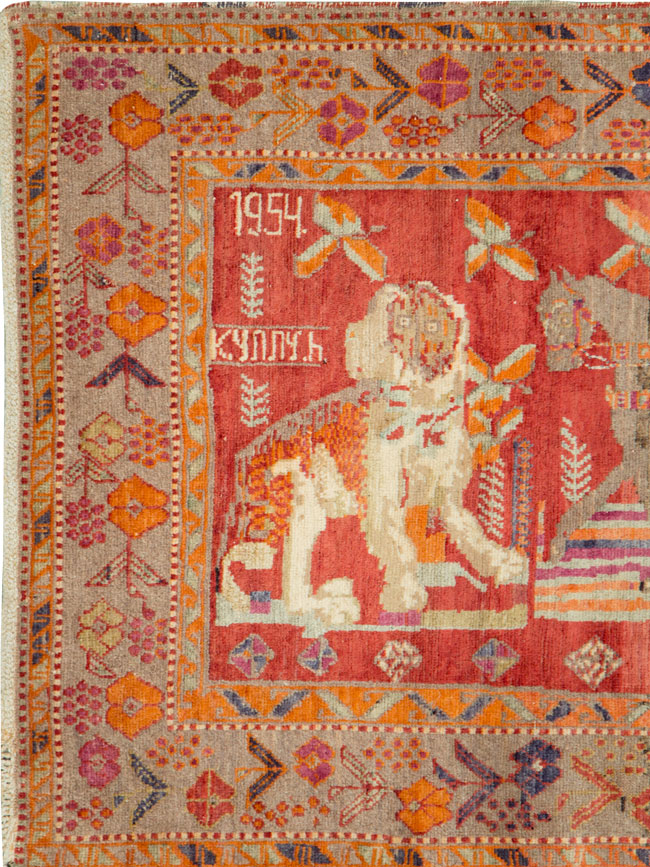 Vintage Caucasian Karabagh Pictorial Rug, No.18892 - Galerie Shabab