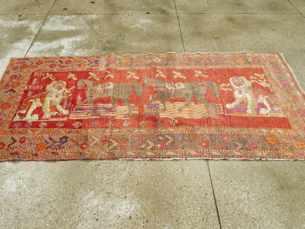 Vintage Caucasian Karabagh Pictorial Rug, No.18892 - Galerie Shabab