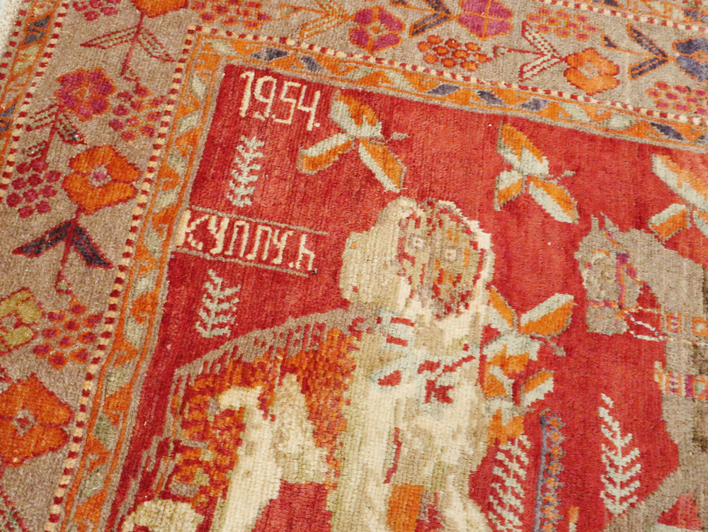 Vintage Caucasian Karabagh Pictorial Rug, No.18892 - Galerie Shabab