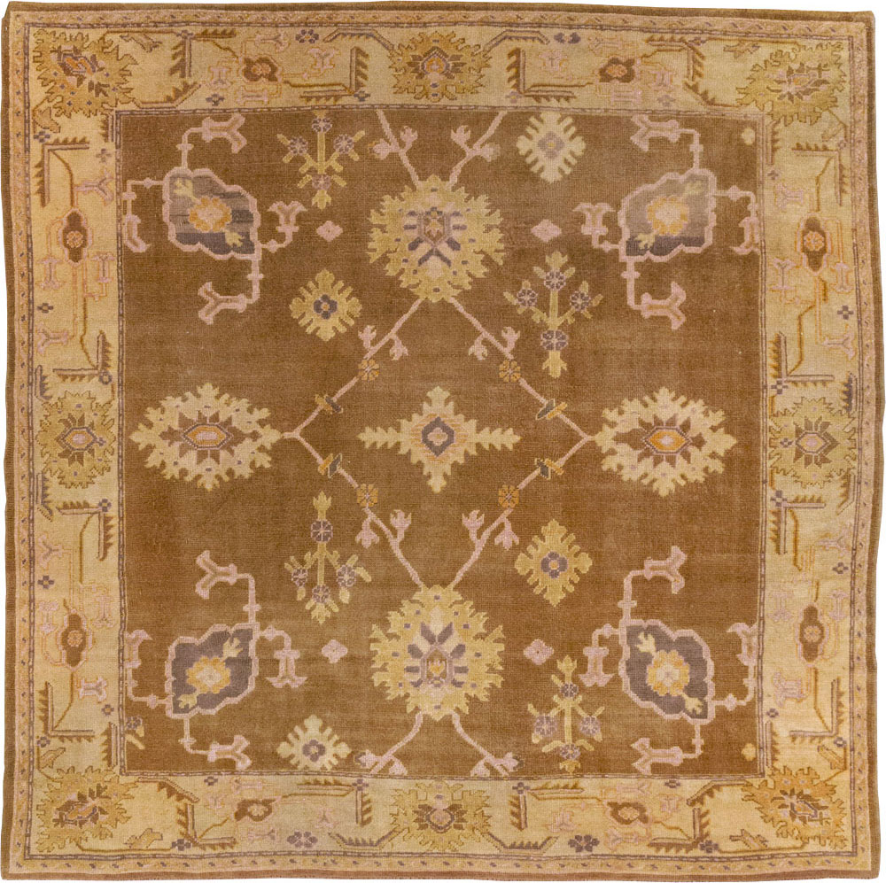 Antique Turkish Oushak Square Room Size Carpet, No.18896 - Galerie Shabab