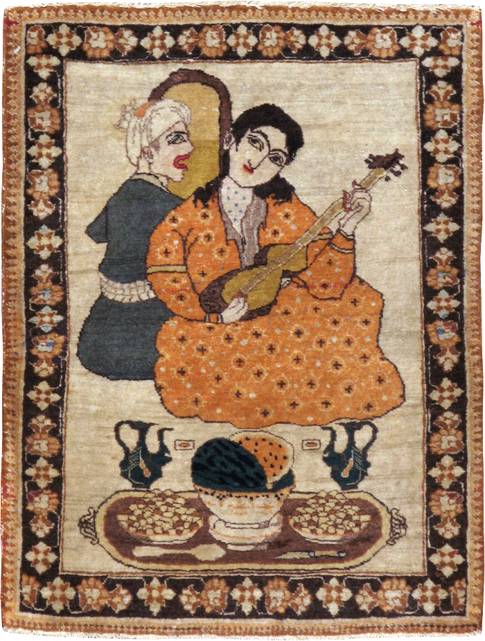 Vintage Persian Tabriz Pictorial Rug, No.18933 - Galerie Shabab