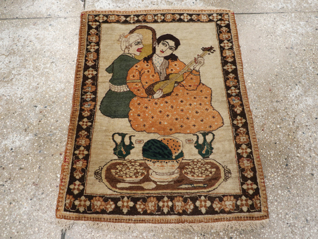 Vintage Persian Tabriz Pictorial Rug, No.18933 - Galerie Shabab