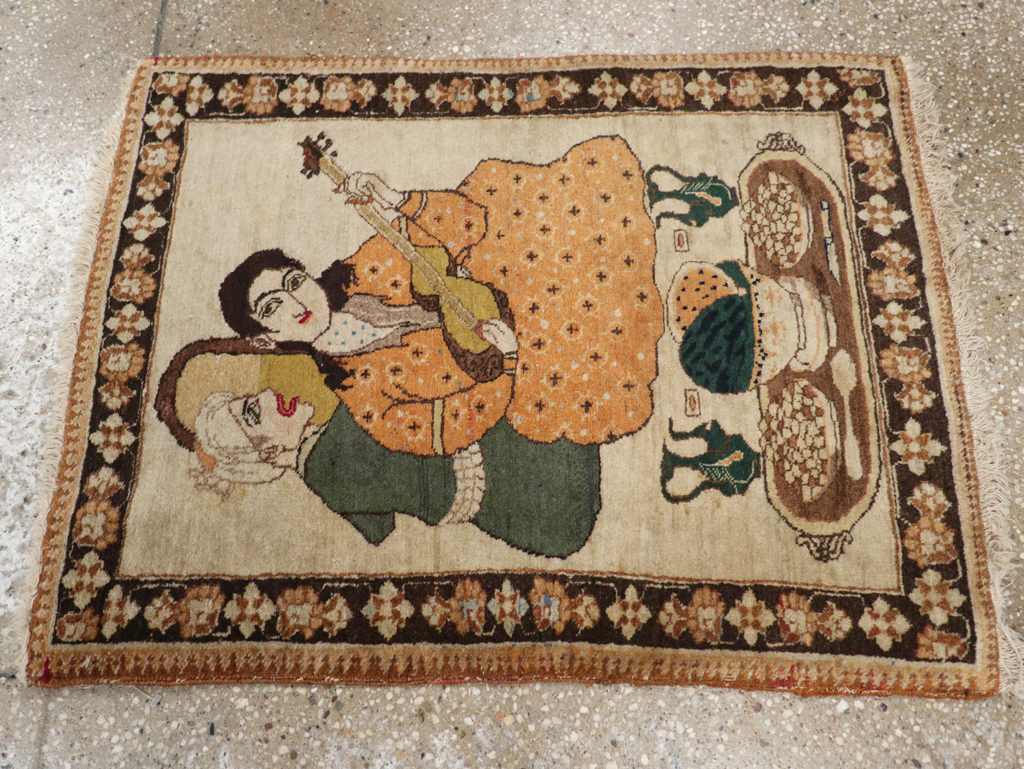 Vintage Persian Tabriz Pictorial Rug, No.18933 - Galerie Shabab