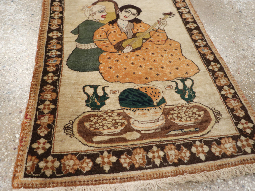 Vintage Persian Tabriz Pictorial Rug, No.18933 - Galerie Shabab