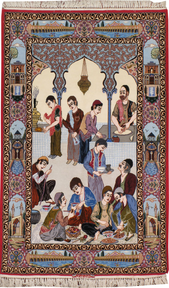 Vintage Persian Ishahan Pictorial Rug, No.18968 - Galerie Shabab