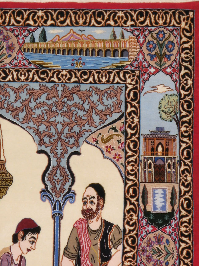Vintage Persian Ishahan Pictorial Rug, No.18968 - Galerie Shabab