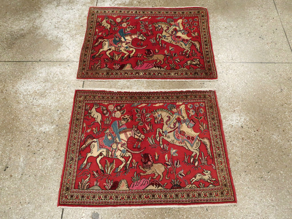 Vintage Persian Quom Pictorial Rug (Pair: 1 of 2), No.18996 - Galerie Shabab