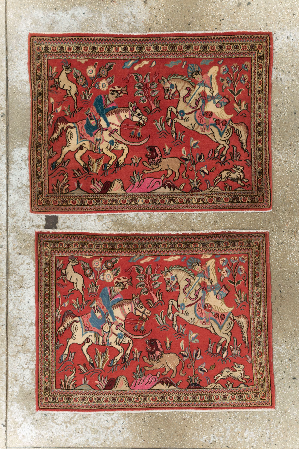 Vintage Persian Quom Pictorial Rug (Pair: 1 of 2), No.18996 - Galerie Shabab
