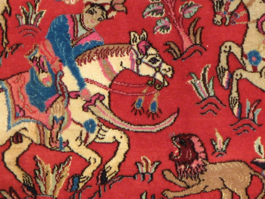 Vintage Persian Quom Pictorial Rug (Pair: 2 of 2), No.18997 - Galerie Shabab