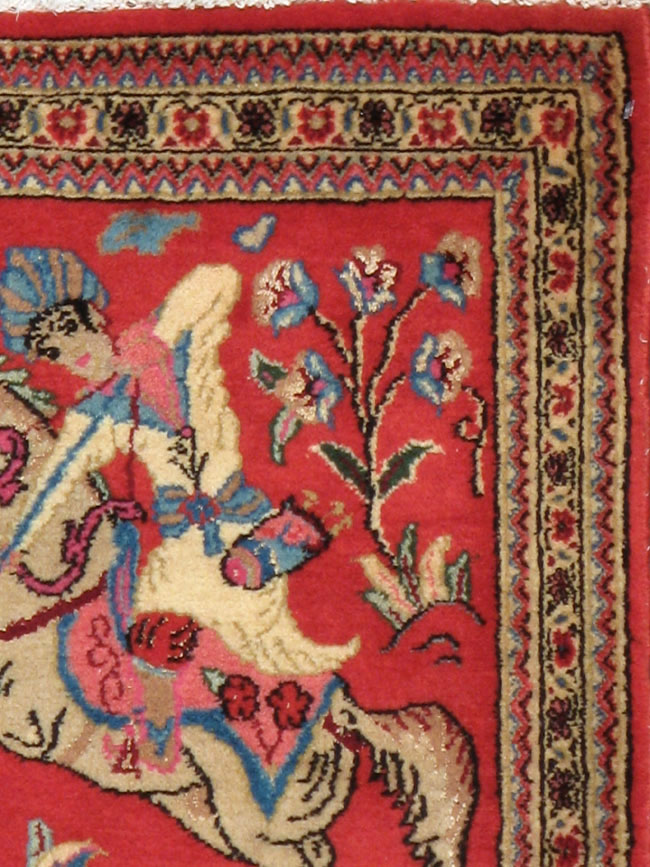 Vintage Persian Quom Pictorial Rug (Pair: 2 of 2), No.18997 - Galerie Shabab