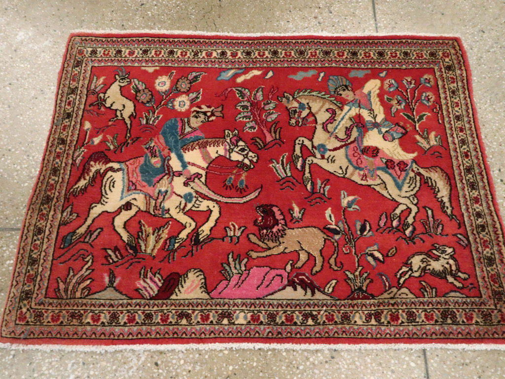 Vintage Persian Quom Pictorial Rug (Pair: 2 of 2), No.18997 - Galerie Shabab