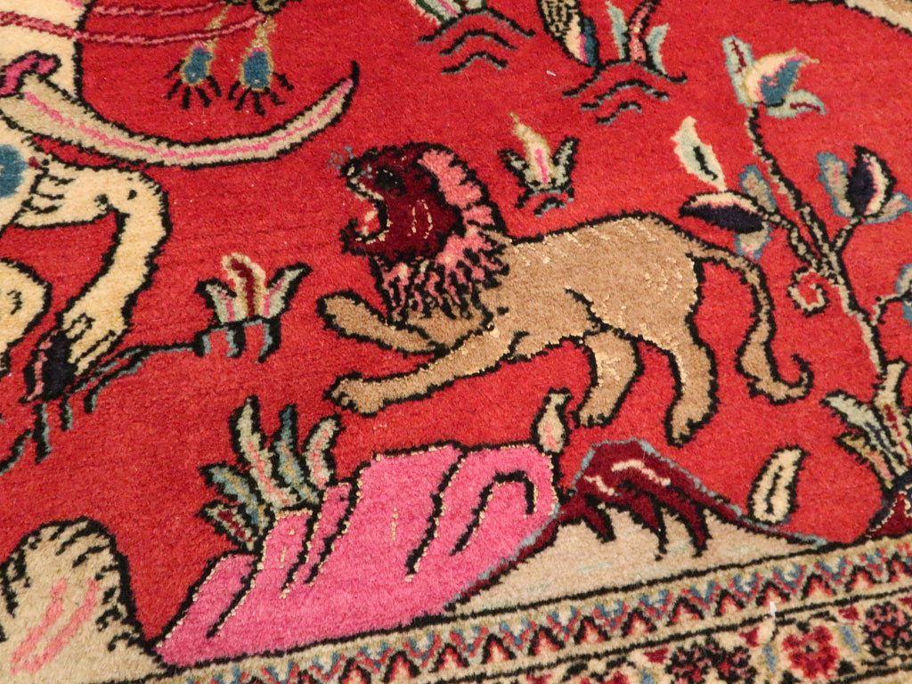 Vintage Persian Quom Pictorial Rug (Pair: 2 of 2), No.18997 - Galerie Shabab