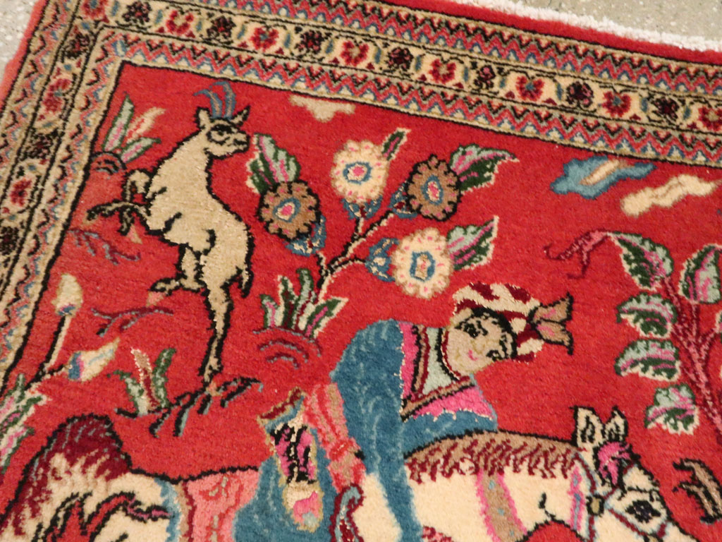 Vintage Persian Quom Pictorial Rug (Pair: 2 of 2), No.18997 - Galerie Shabab