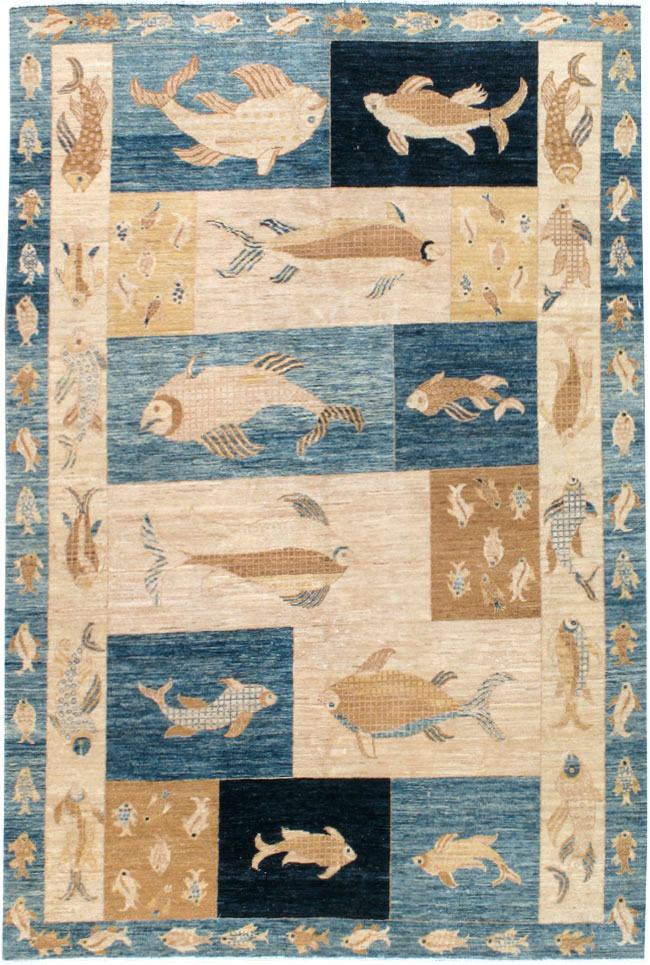 Contemporary Turkish Pictorial Accent Rug, No.18999 - Galerie Shabab