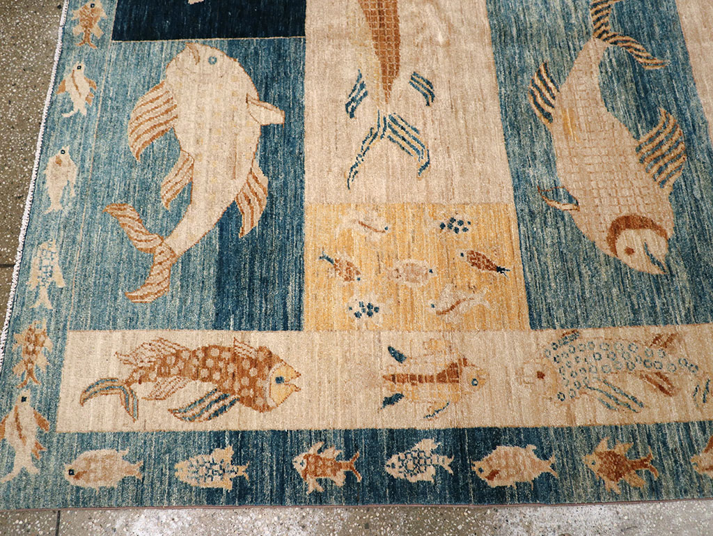 Contemporary Turkish Pictorial Accent Rug, No.18999 - Galerie Shabab