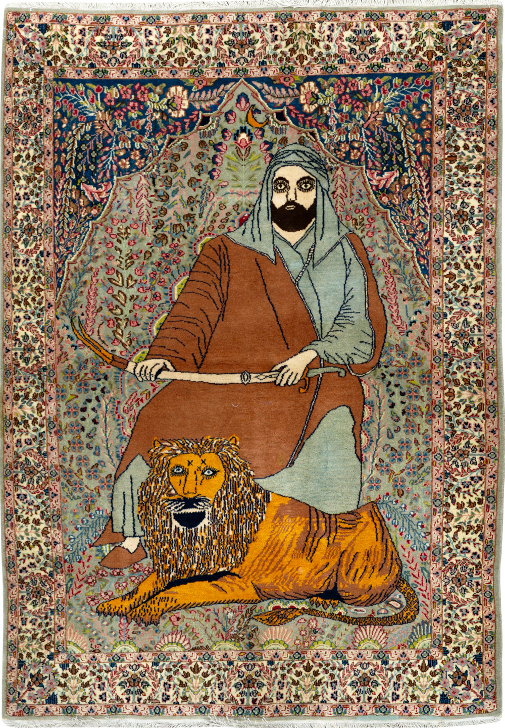 Vintage Persian Tabriz Pictorial Rug, No.19001 - Galerie Shabab