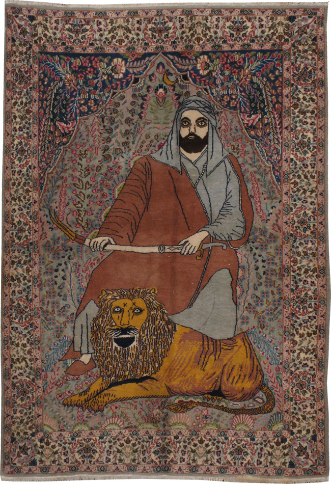 Vintage Persian Tabriz Pictorial Rug, No.19001 - Galerie Shabab