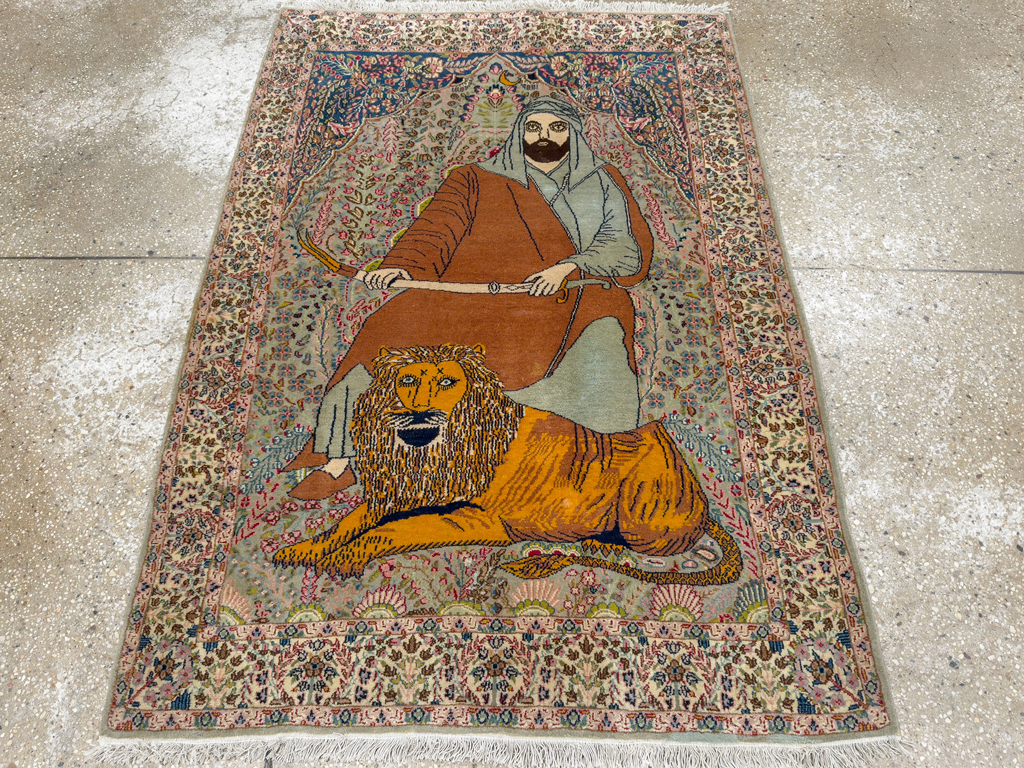Vintage Persian Tabriz Pictorial Rug, No.19001 - Galerie Shabab