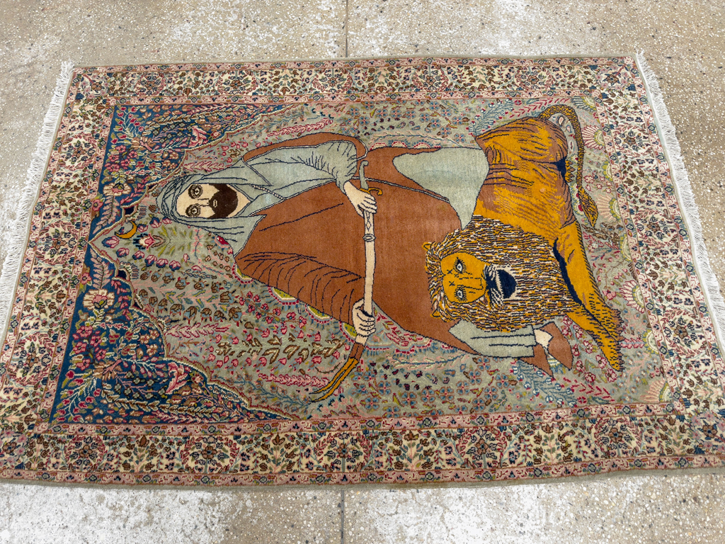 Vintage Persian Tabriz Pictorial Rug, No.19001 - Galerie Shabab