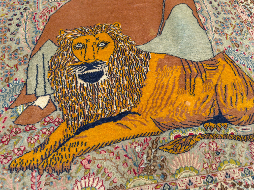 Vintage Persian Tabriz Pictorial Rug, No.19001 - Galerie Shabab