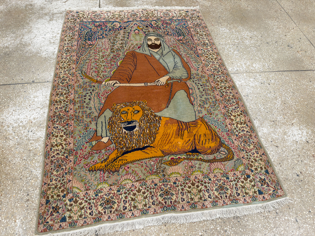 Vintage Persian Tabriz Pictorial Rug, No.19001 - Galerie Shabab