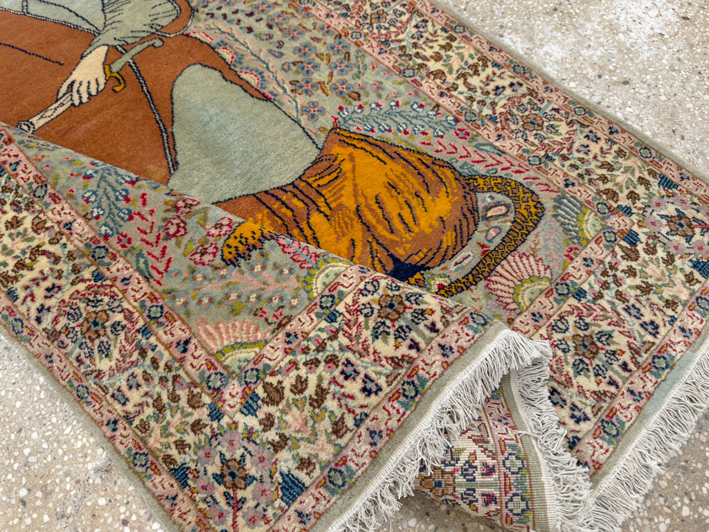 Vintage Persian Tabriz Pictorial Rug, No.19001 - Galerie Shabab