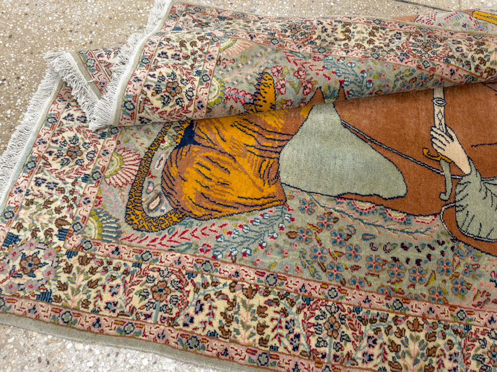 Vintage Persian Tabriz Pictorial Rug, No.19001 - Galerie Shabab