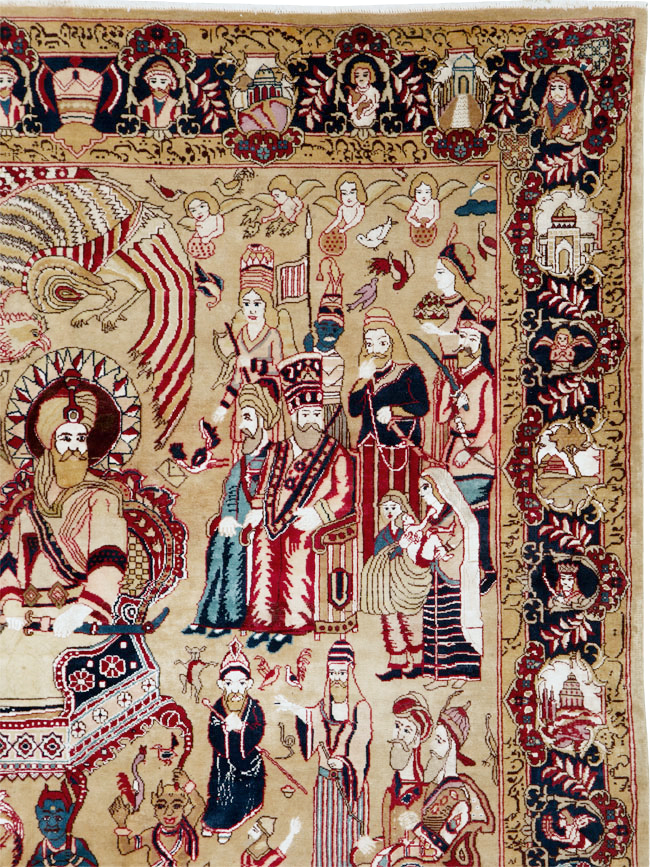 Vintage Indo Tabriz Pictorial Rug, No.19012 - Galerie Shabab