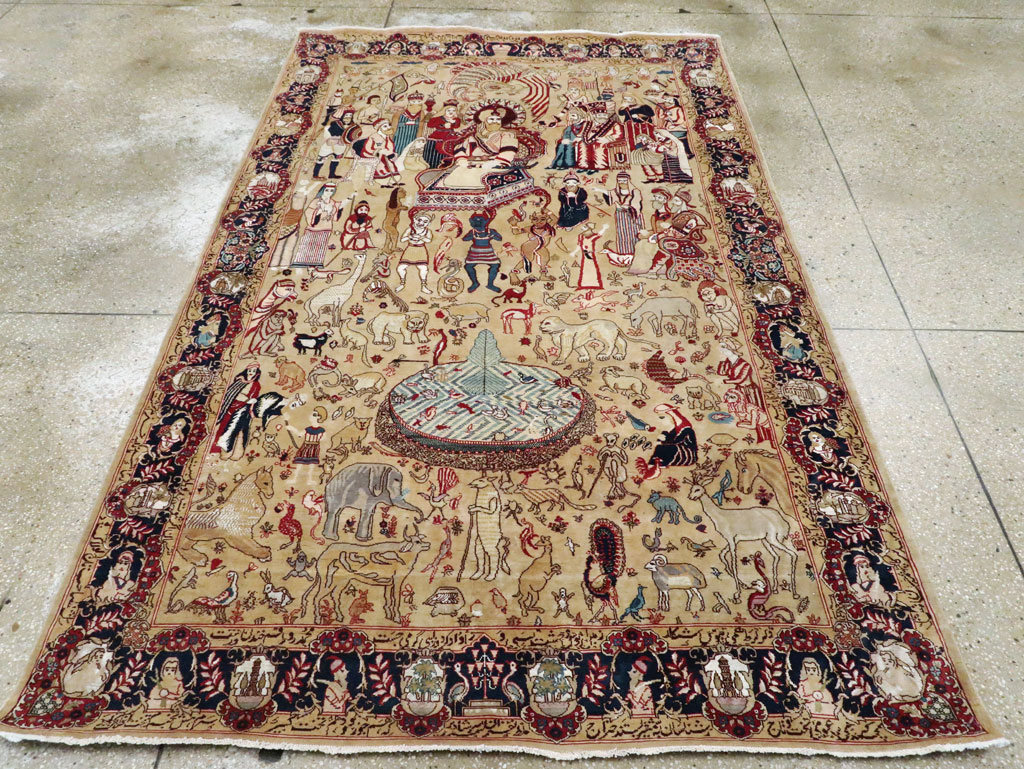 Vintage Indo Tabriz Pictorial Rug, No.19012 - Galerie Shabab