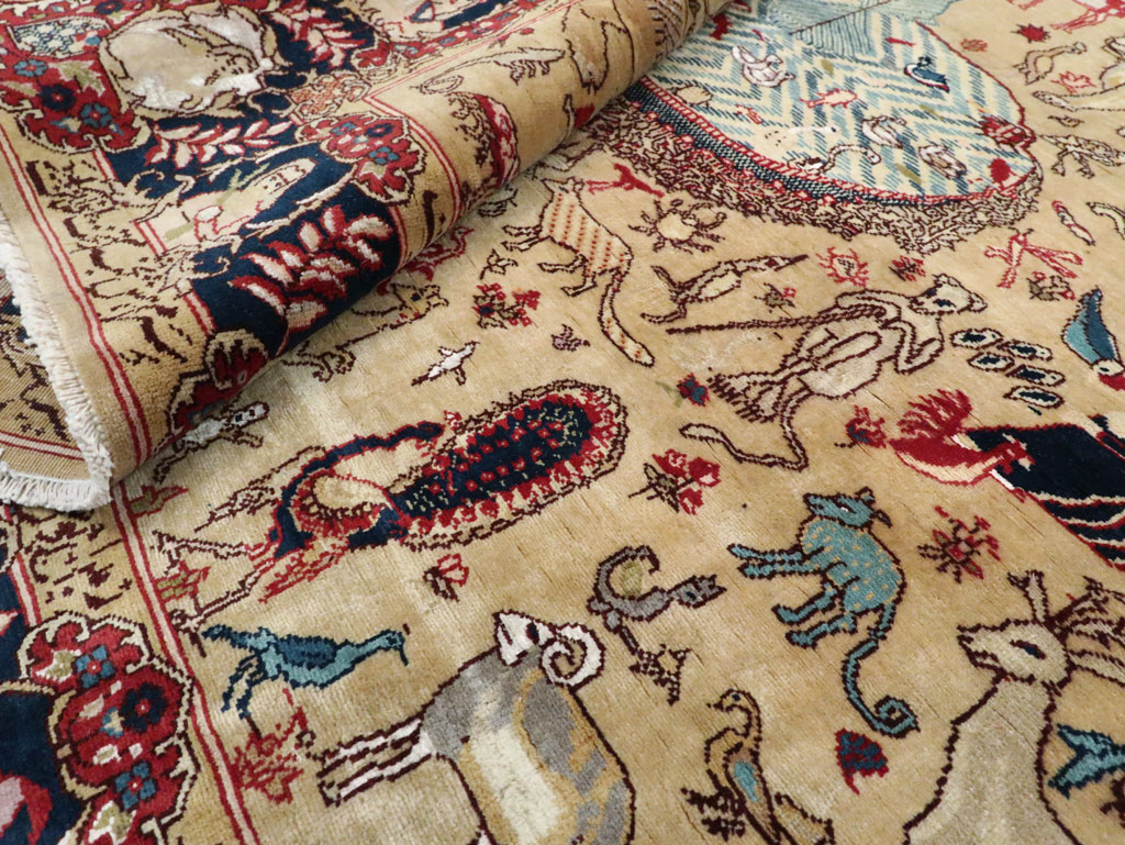 Vintage Indo Tabriz Pictorial Rug, No.19012 - Galerie Shabab