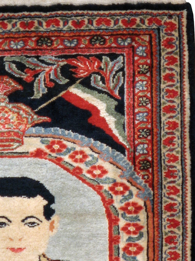 Vintage Persian Qazvin Pictorial Rug, No.19076 - Galerie Shabab