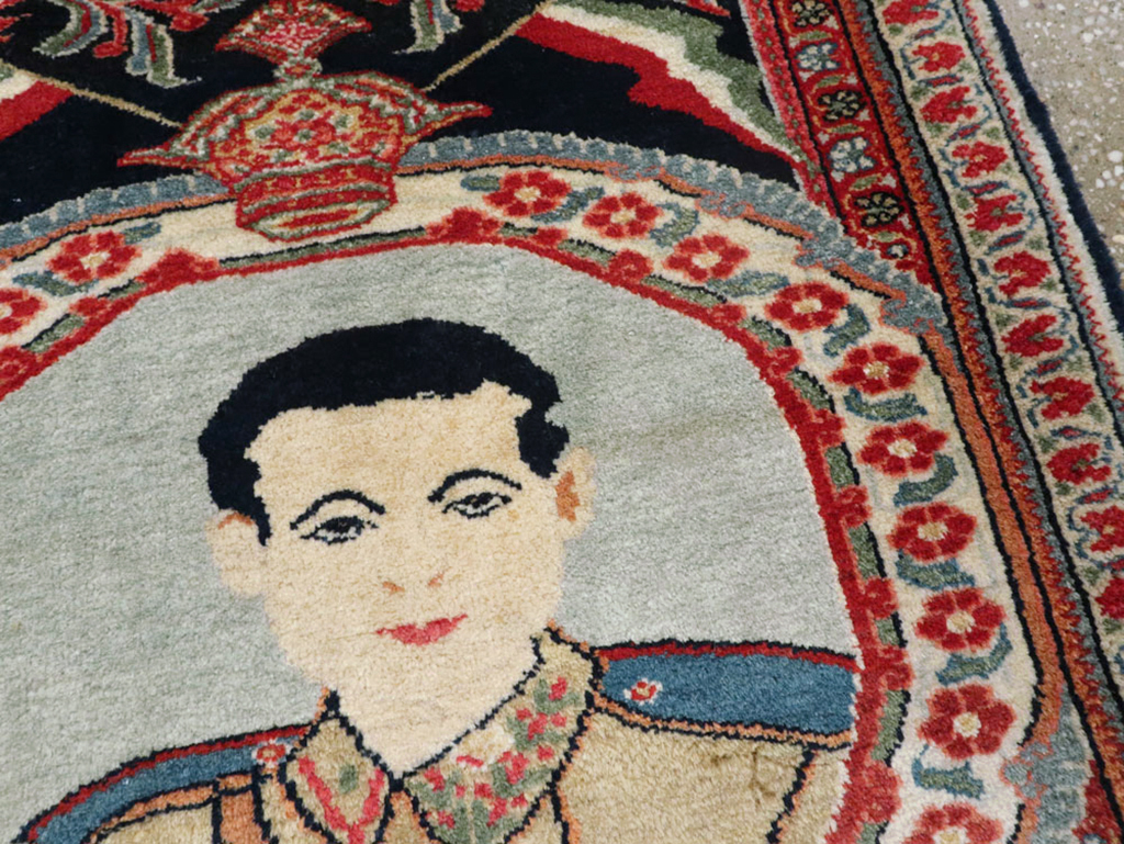 Vintage Persian Qazvin Pictorial Rug, No.19076 - Galerie Shabab